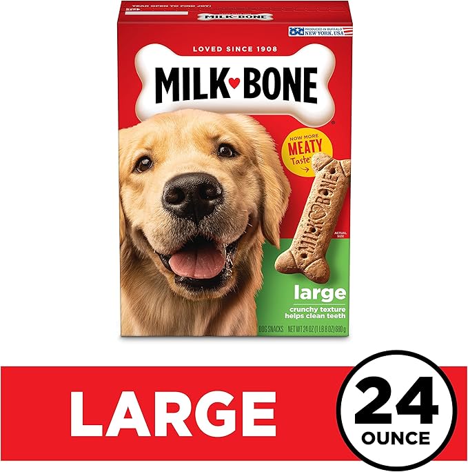 Milk-Bone Original Dog Treats for Large Dogs, 24 Ounce, Crunchy Biscuit Helps Clean Teeth (Pack of 2)