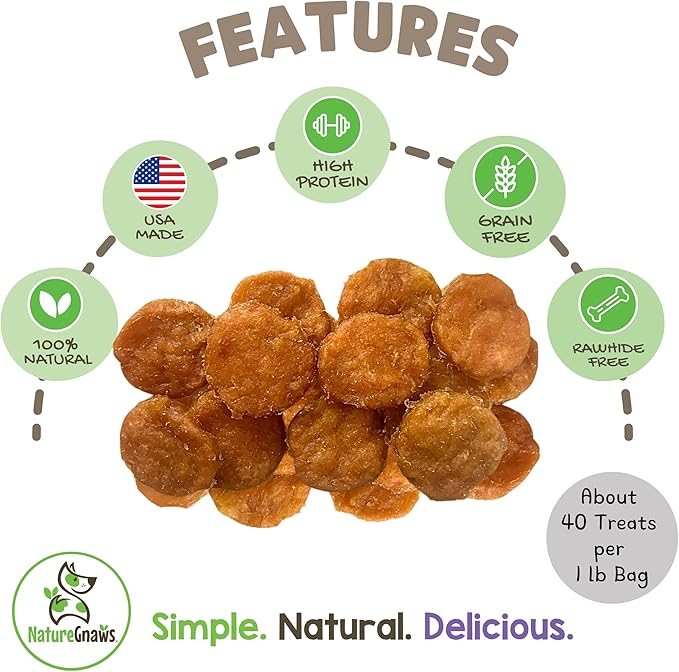 Nature Gnaws USA Turkey Tenders (1Lb) - Delicious Grain-Free Dog Treats for Small, Medium & Large Breeds - Natural Jerky Chews for Dogs.
