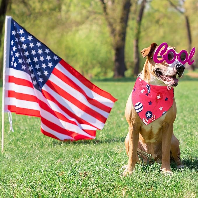108 Pcs 4th of July Dog Bandanas Bulk Patriotic Bandanas for Dog Independence Day Pet Scarf Bibs Soft Triangle Flag Neckerchief Adjustable Washable Holiday Scarf for Pet Costume Accessories