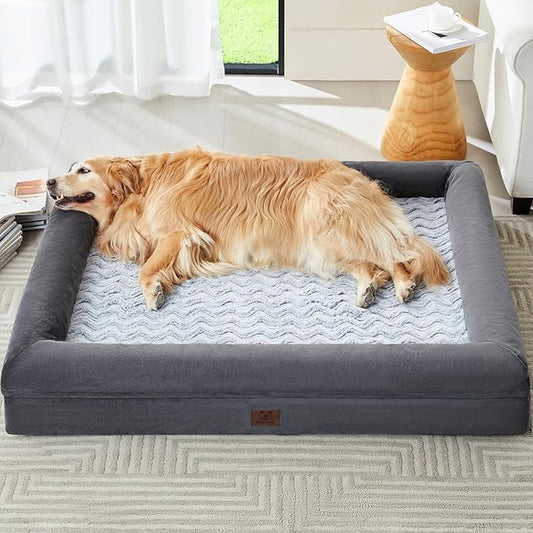 WNPETHOME Washable Dog Beds Large Sized Dog, XXXL Dog Couch, Orthopedic Dog Sofa Bed with Removable & Waterproof Cover, Extra Large Dog Bed with Bolster Sides for Sleeping, Giant Dog Couch with Sides