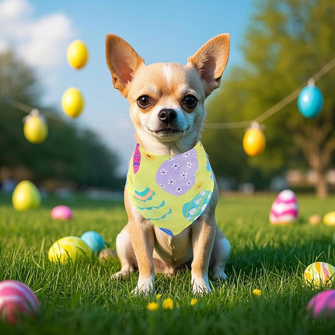 Easter Dog Bandanas for Small Dog Breed 18 Inch Polyester Dogs Bandana 7 Pcs Adjustable Puppy Kittens Scarves Grooming S