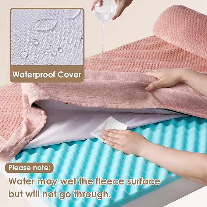 EHEYCIGA Memory Foam Dog Bed Medium Sized Dogs, Waterproof Dog Bed Orthopedic with Washable Removable Cover, Non-Slip Pet Bed Couch for Crate, 30x20x6 Inches, Pink