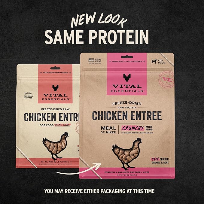 Vital Essentials® Freeze-Dried Raw Chicken Entree & Mixer Dog Food Crunchy Mini Nibs, 25 oz