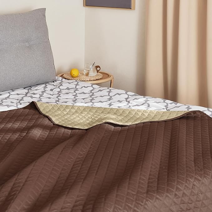 NICETOWN Dog Bed Cover for Pets Blankets Rug Pads for Couch Protection Waterproof Bed Covers Dog Blanket Furniture Protector Reusable Changing Pad, 62 x 82 inch, 1 Panel, Chocolate/Sand