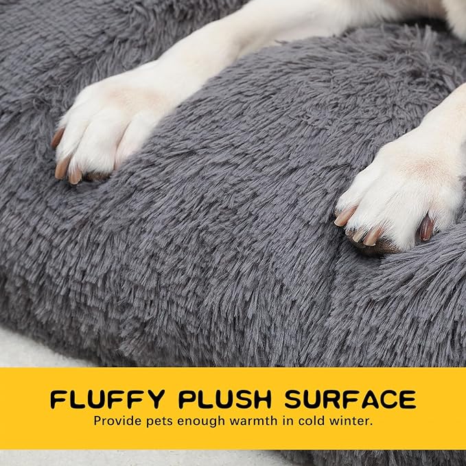 Large Dog Bed Crate Pad Mat for Cages Washable Bed for Large Medium Size Dog Soft Kennel Pad Anti-Slip Pet Bed,35" x 23",Dark Grey