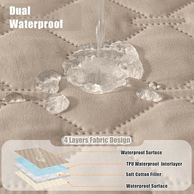 Smiry Waterproof Dog Bed Cover Blanket, Soft Reversible Pet Blanket, Washable Leakproof Cats Dogs Couch Cover for Sofa, Couch, Furniture (82x82 Inch, Taupe/Beige)