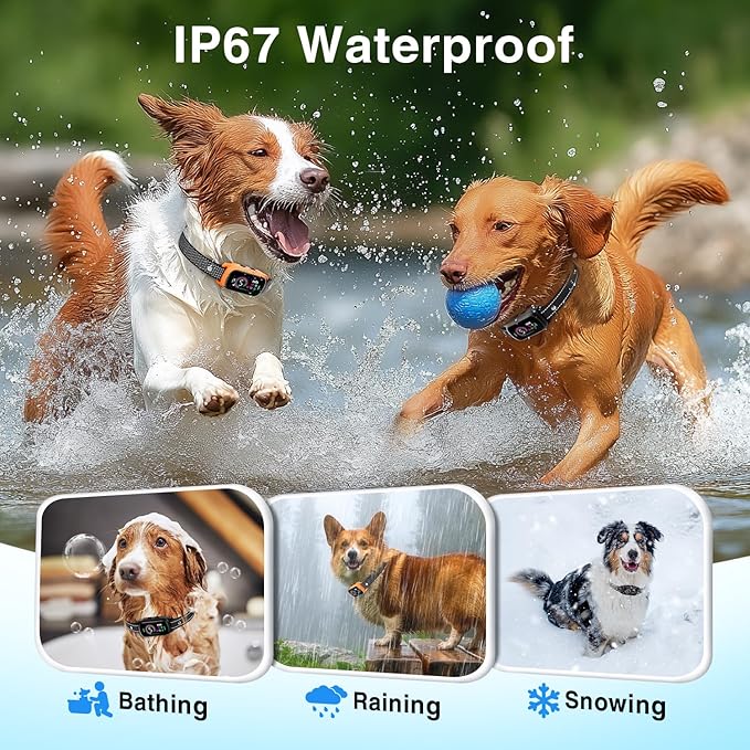 2 Pack Bark Collar, Rechargeable Dog Bark Collar for Large Medium Small Dogs, Smart Training Collar with 5 Adjustable Sensitivity Beep Vibration Harmless Shock, Anti Barking Device for Dogs (Orange)