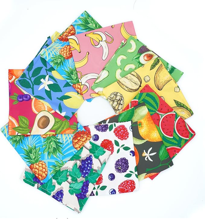10PCS Dog Bandanas Summer Fruit for Medium Breed Dog Pink Purple Yellow Blue Kerchief Triangle Bibs Head Scarves for Boys and Girls Grooming Costume