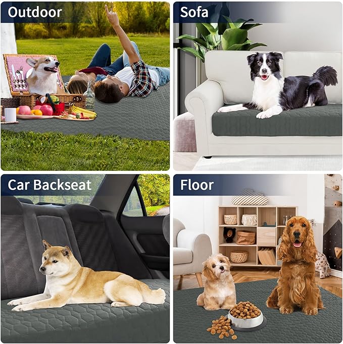 PureFit 100% Waterproof and Anti-Slip Dog Bed Cover, Washable Pet Blanket, Stain Resistant Sofa Couch Furniture Protector Cover for Kids, Dog, Cat (30x70 Inch, Dark Grey)