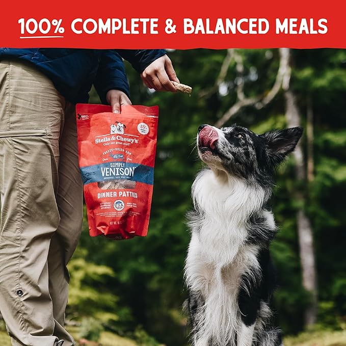 Stella & Chewy's Freeze-Dried Raw Dinner Patties - Simply Venison Recipe - High Protein Grain-Free Puppy & Dog Food - Perfect For Picky Eaters - 14 oz