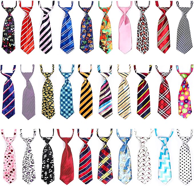 Segarty Dog Ties, 30 PCS Dog Neck Ties Assorted Adjustable Neckties for Medium Large Pets, Bulk Pet Bow Collar Grooming Accessories for Holiday Birthday Costumes