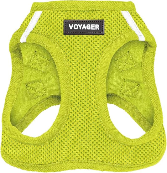 Voyager Step-in Air Dog Harness - All Weather Mesh, Reflective, No Pull Harness for Small, Medium Dogs, Cats - Secure with Hook & Loop Fastener, Buckle, Double D-Rings - Lime Green, XXXS