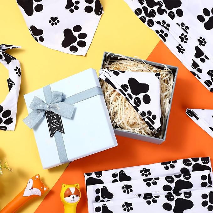Sanwuta 20 Pack Paw Print Dog Bandanas Bulk for Dogs Triangle Scarf Bibs Kerchief Pet Bandanas Set for Small Medium Large Puppy Cats Pet Costume Accessories Decoration