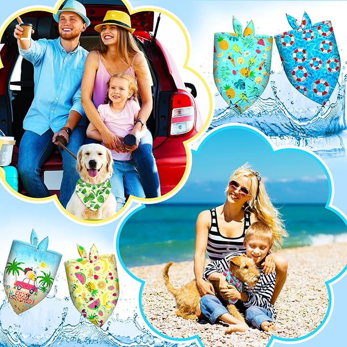 30Pcs Summer Dog Bandanas Bulk Hawaiian Dog Scarves Hawaii Fruit Triangle Puppy Bandanas Washable Adjustable Pet Bandana for Small Medium Large Dog Puppy Pet Grooming Accessories