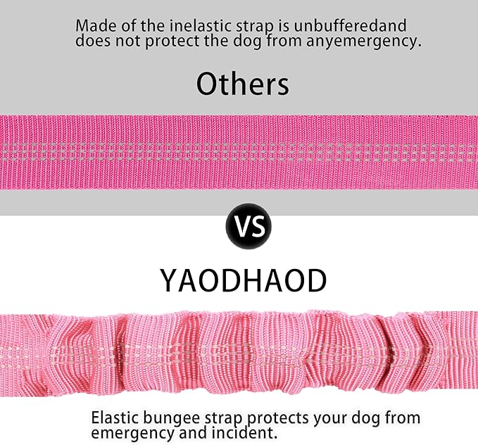 YAOHDAO Dog Seat Belt Harness for Car, Restraint Adjustable with Elastic Bungee Buffer Headrest for Vehicle, 360 Degree Swivel Nylon Pet Safety Seat Belts Heavy Duty Car Harness for Dogs (Pink)