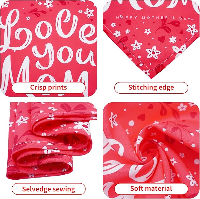 50PCS Mother’s Day Dog Bandanas for Large Extra Large XL XXL Triangle Bibs Head Scarves for Boys Girls Grooming Accessories Costume