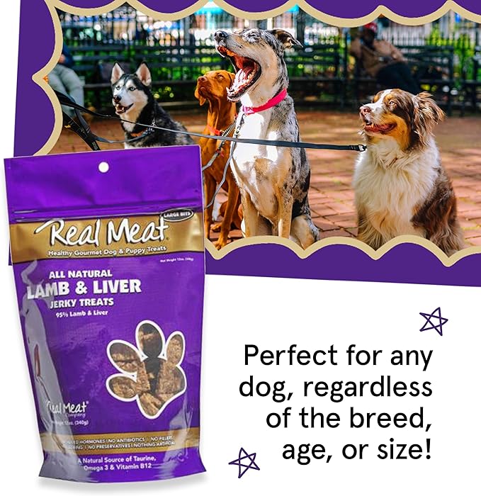 Real Meat Dog Treats - Two 12oz Bag of Bite-Sized Air-Dried Lamb & Liver Jerky for Dogs - Grain-Free Jerky Pet Treats Made up of 95% Free-Range, Grass Fed Lamb - All-Natural Treats