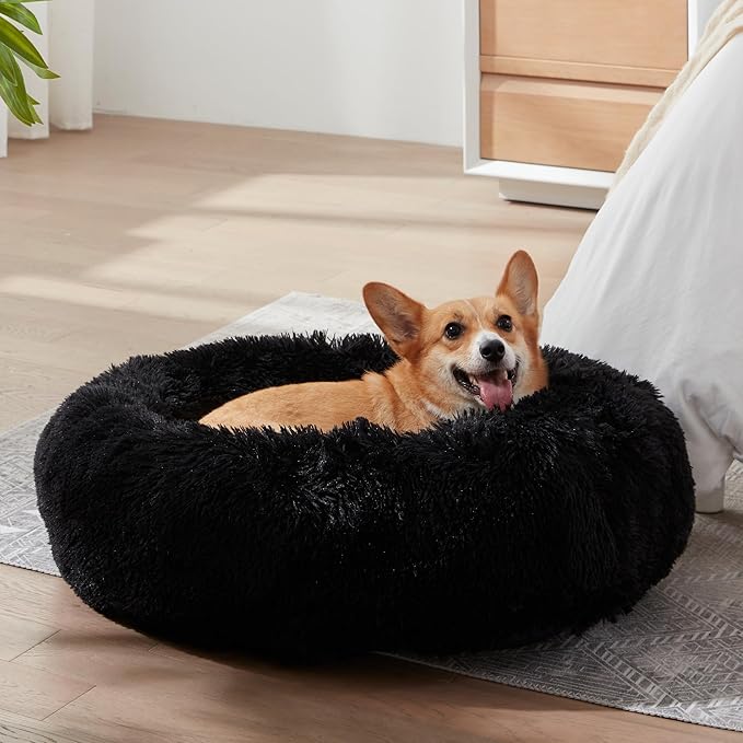 WESTERN HOME WH Calming Dog Bed & Cat Bed, Anti-Anxiety Donut Dog Cuddler Bed, Warming Cozy Soft Dog Round Bed, Dog Cat Cushion Bed for Small Medium Dogs and Cats