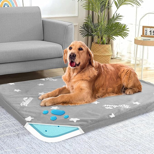 Waterproof Dog Bed for Large Dog, Memory Foam Orthopedic Dogs Beds & Furniture for Large Sized Dogs, Anti-Slip & Washable Puppy Mat for Sleeping, Plush Flannel Top Pet Beds, Grey
