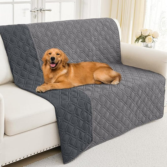 Smiry Waterproof Dog Blanket, 68x82 Inch Soft Pet Bed Cover Reversible, Washable Sofa Couch Furniture Protector for Small Medium Large Dog Puppy Cat, Grey/Dark Grey
