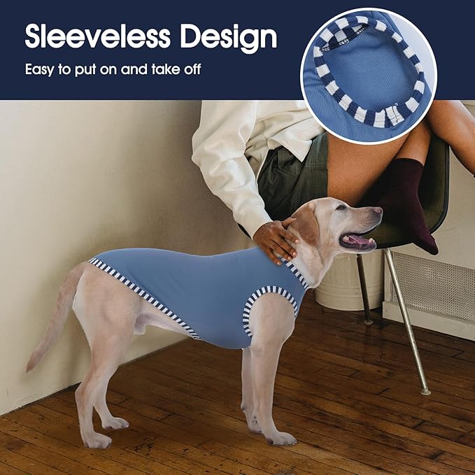 IECOii 2 Pack Dog T-Shirt for Large Dogs,Breathable Tshirts for Hot Weather,Stretchy & Comfortable Pet Summer Clothes Outdoor and Indoor Wearing,Pet Tank Top Set Great Dane Tee Shirts,Grey+Blue,5XL