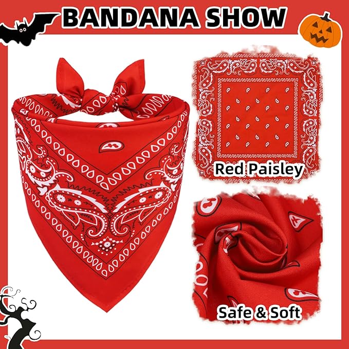 PUPTECK Paisley Dog Bandana Outfit Scarf with Cute Doggy Cowboy Hat, Halloween Costume Decorations Supplies for Small Medium Large Dogs Boy Girl Gifts, Brown & Red