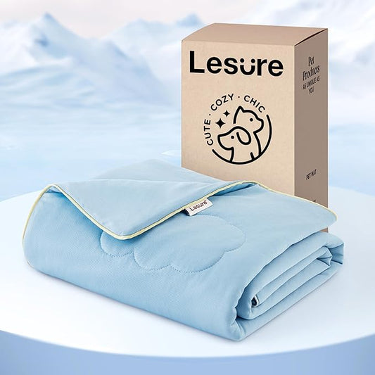 Lesure Premium Cooling Blankets for Large Dogs - Washable Dog Cooling Throw Blanket with Q-MAX>0.4,Durable Self Cooling Pet Mat for Cat, Soft Cooling Summer Blanket for Hot Weather, Blue, 40x50
