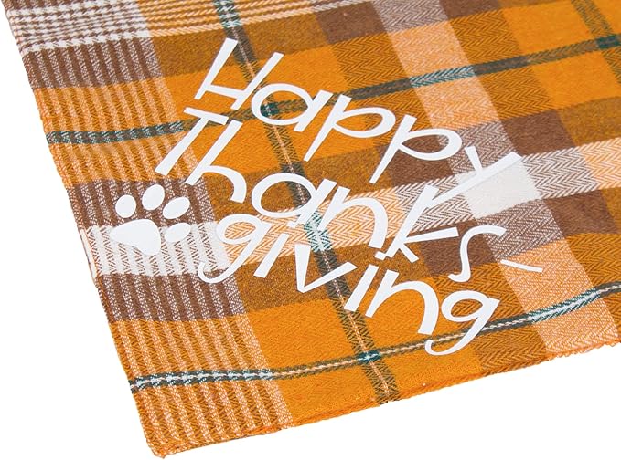 ADOGGYGO 4 Pack Plaid Holiday Dog Bandana, Halloween Thanksgivng Christmas Bandana Scarf Kerchief Christmas Thanksgivng Halloween Bandana for Small Medium Large Dogs (Large)