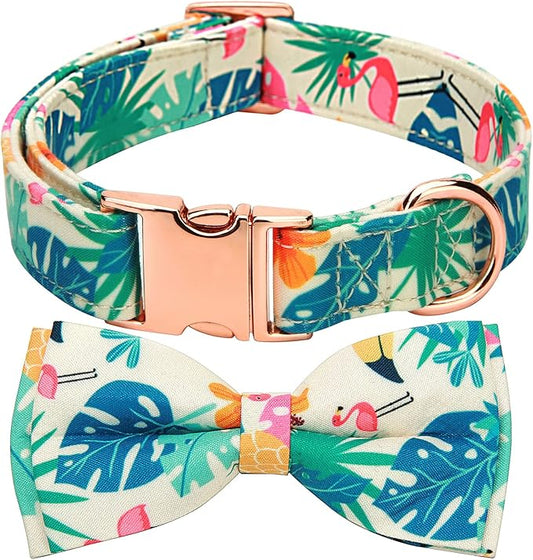 Adjustable Bow Tie Dog Collar Printed Cute Patterns Spring Summer Soft Pet Collars for Small Medium Large Dogs