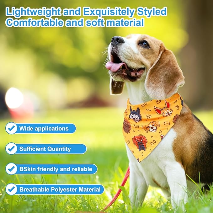 72 Pcs Dog Bandanas Bulk for Summer Adjustable Washable Pet Triangle Scarf Soft Kerchief Bib for Summer Holiday Pet Costume Accessories(Cartoon Pattern)