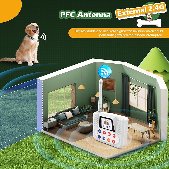 Wireless Dog Fence System, 2025 Electric Fence for Dog & Training Collar with Big LCD Screen, Portable Wireless Fence with 2.4GPFC Antenna, Waterproof & Adjustable Dog Perimeter Collar