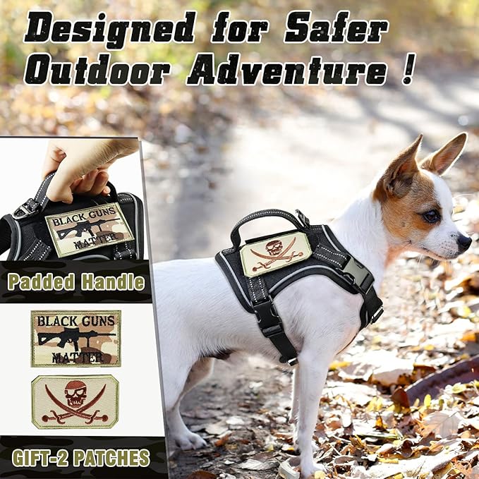 Tactical Dog Harness Small, Military K9 Puppy Vest Harness, No Pull Outdoor Training XS Dog Harness with Handle