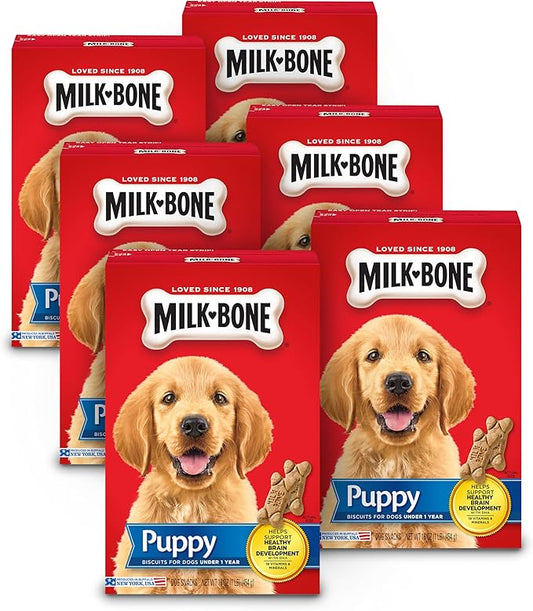 Milk-Bone Original Dog Treats for Puppies, 16 Ounce (Pack of 6), DHA Helps Support Healthy Brain Development