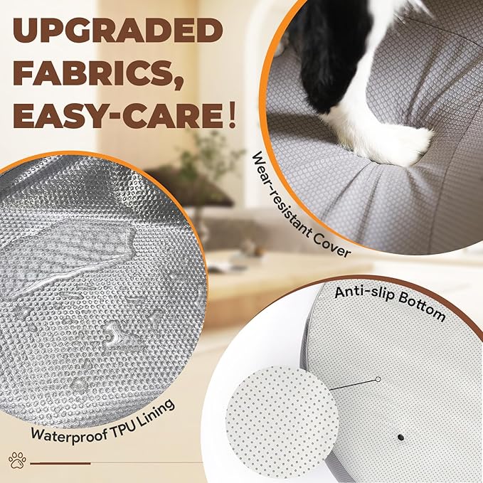 Orthopedic Dog Beds for Large/Medium Dogs, 9'' Thick Pure Memory Foam Dog Bed with Removable Washable Cover, Waterproof Couch Pet Bed, 60D High Density, Chewproof, Easy Cleaning, Grey