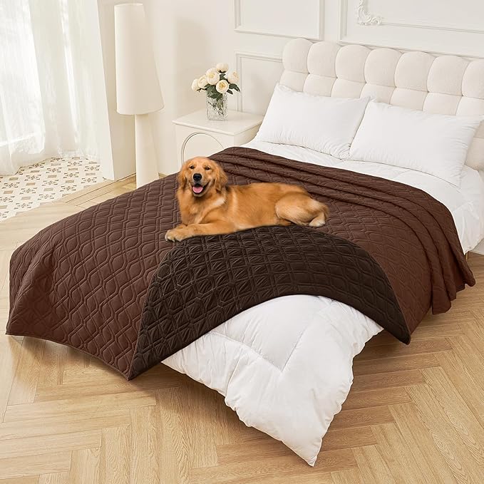 Smiry Waterproof Dog Blanket, 82x120 Inch Soft Pet Bed Cover Reversible, Washable Sofa Couch Furniture Protector for Small Medium Large Dog Puppy Cat, Brown/Chocolate