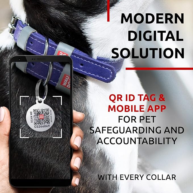 WAUDOG Long Lasting Leather Dog Collar for Large Dogs, Medium & Small Dogs - Adjustable Classic Puppy Collars for Large Breed Dogs - Boy & Girl Dog Collars with Durable Buckle, D-Ring & QR Dog Tag