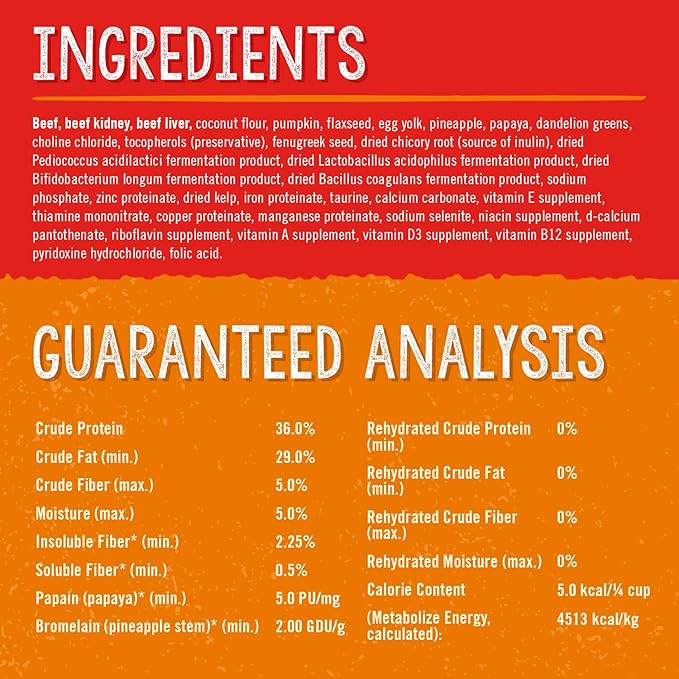 Stella & Chewy's Freeze-Dried Raw Dog Food for Digestive Health - Grass-Fed Beef Dinner Morsels - Natural Solution for Sensitive Stomach, Gas & Firm Stools - Premium Raw Nutrition - 13oz