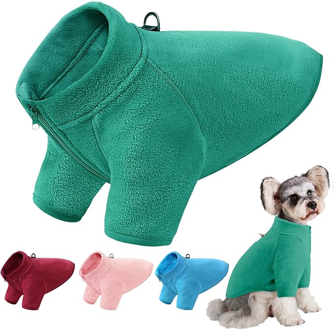 AOFITEE Dog Fleece Sweater, Small Dog Sweater, Warm Dog Sweaters for Small Dogs Male Female, Fleece Dog Vest Puppy Sweater, Lightweight Dog Winter Jacket Sweatshirt with D-Ring and Turtleneck, S