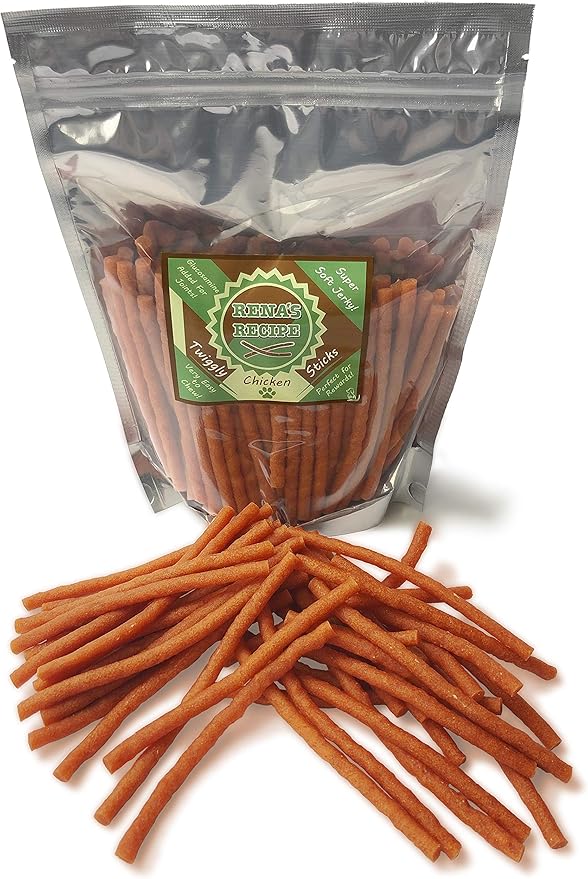 Twiggly Chicken Sticks (24oz /1.5lbs) Big Pack (Around 100 Pieces) - Rawhide Free Soft Chicken Jerky Sticks with Glucosamine!
