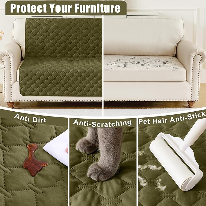 Smiry Waterproof Dog Bed Cover Blanket, Soft Reversible Pet Blanket, Washable Leakproof Cats Dogs Couch Cover for Sofa, Couch, Furniture (40x50 Inch, Green/Navy)