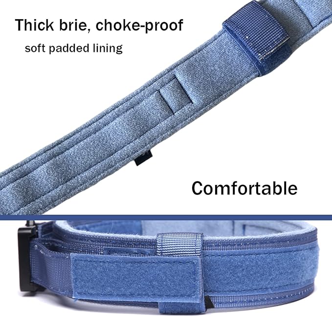 Xqpetlihai Tactical Dog Collar and Leash Set Adjustable Military Nylon Dog Collar with Control Handle and Heavy Duty Metal Buckle for Large Dogs(Dark Blue S