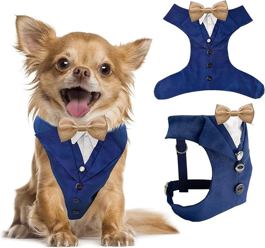 Dog Tuxedo for Wedding Outfit, Dog Suit and Tie Costumes for Birthday, Halloween, Cosplay, Christmas Party, Pet Formal Wear with Bowtie, Tux for Small Dogs, Chihuahua, Bichon, Maltese, Cats