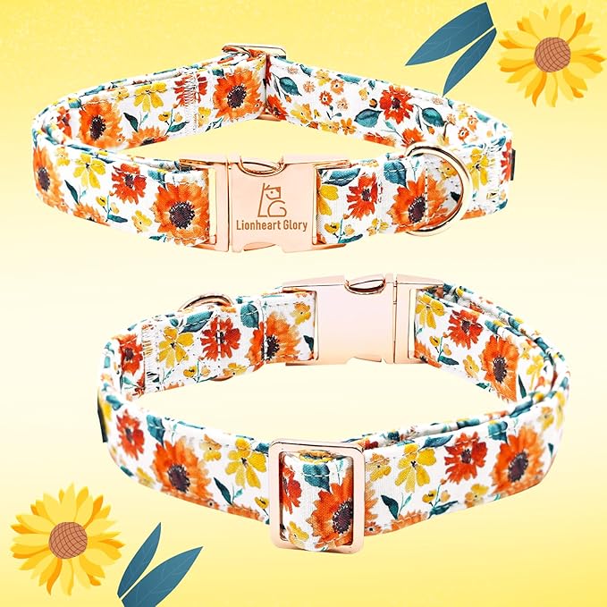 Lionheart glory Dog Collar Flowers Collar Floral Dog Collar with Flower Spring Summer Cute Collar Dog Boy or Girl Dog Collars Soft Durable Adjustable Dog Collars for Small Dogs