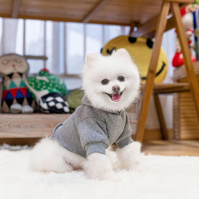 SCENEREAL Dog Hoodie Sweaters - Fleece Dog Sweatshirt with Hat and Pocket, Comfortable Cotton for Winter, Small to Extra Large, Grey (L)