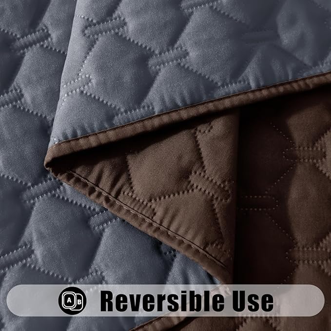 Smiry Waterproof Dog Bed Cover Blanket, Soft Reversible Pet Blanket, Washable Leakproof Cats Dogs Couch Cover for Sofa, Couch, Furniture (82x82 Inch, Chocolate/Dark Grey)