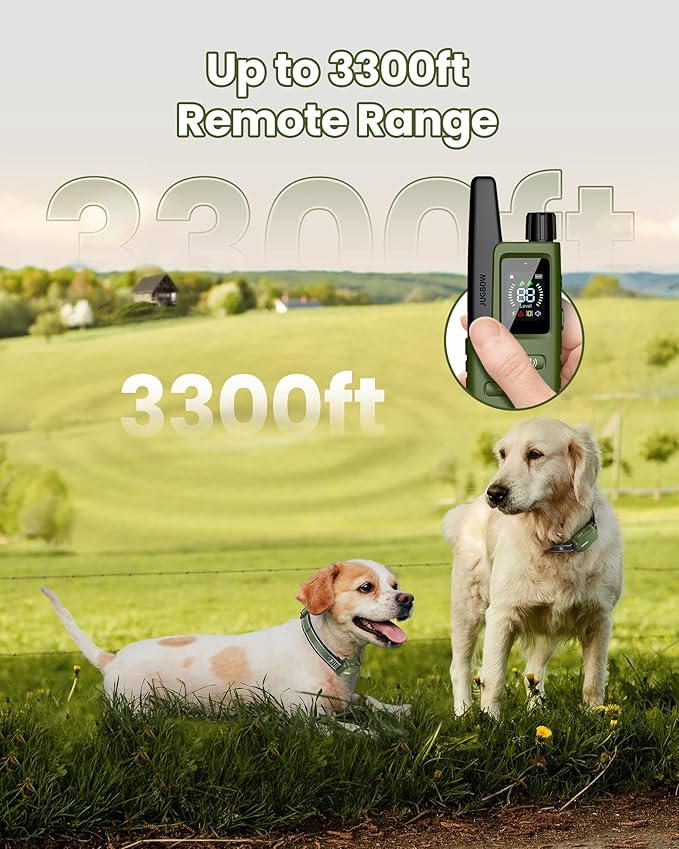 Jugbow Dog Shock Collar 2 Dogs (10-120Lbs) - 3300FT Dog Training Collar with Remote IPX7 Waterproof Electric Collar with 4 Training Modes, Security Lock, Rechargeable e-Collar for All Breeds, Sizes
