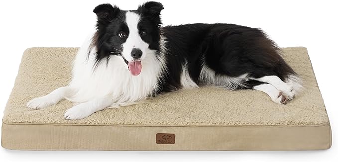 Bedsure Dog Bed for Large Dogs - Orthopedic Waterproof Puppy Beds with Removable Washable Cover, Egg Crate Foam Pet Mat, Suitable for Pet Up to 65 lbs