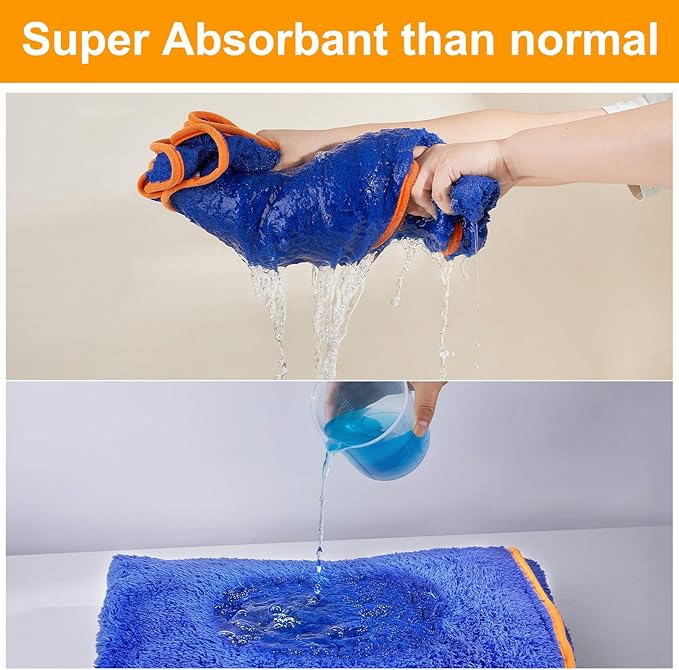 Bienbee Dog Bathrobe, Quick Drying Super Absorbent Dog Robes for After Bath, Warm Keeping Dogs Towel, Dogs Bath Supplies, Dark Blue M