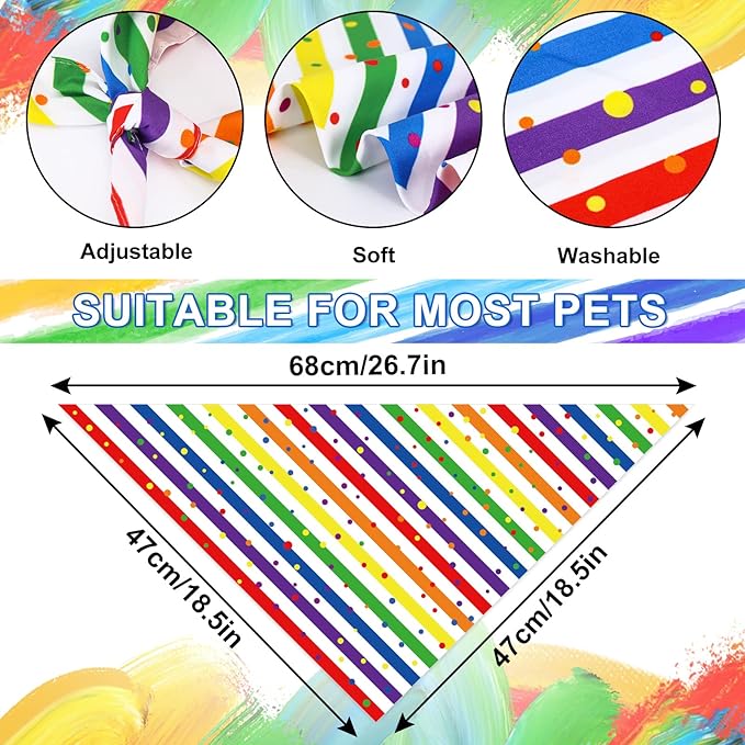 Whaline Rainbow Dog Bandanas Love is Love Pride Triangle Bibs Dog Paw Pet Scarf Reversible Double-Sided Pet Neckerchief for Pride Day Small Medium Large Pet Cat Dog Costume Accessories, 5 Pack
