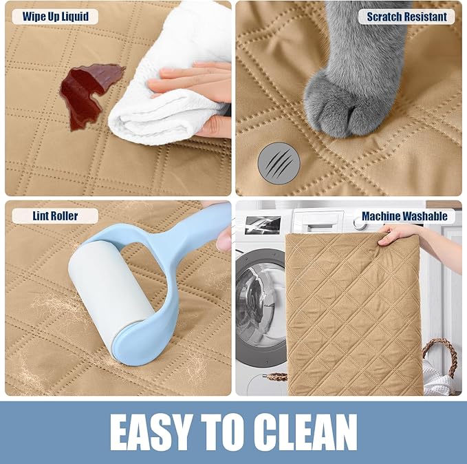 Smiry Waterproof Dog Blanket, Reversible Dog Bed Cover Pet Blanket, Soft Pet Couch Covers for Sofa Washable, Bed Couch Sofa Furniture Protector for Puppy Cat Kids (82"x120", Camel/Beige)